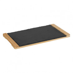 Secret De Gourmet Πλατό Σερβιρίσματος Σχιστόλιθος Με Bamboo Βάση 20x35cm