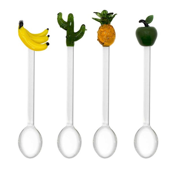 WD Lifestyle WD Kουταλάκια Γυάλινα Σετ 4τμχ. Fruits And Cactus