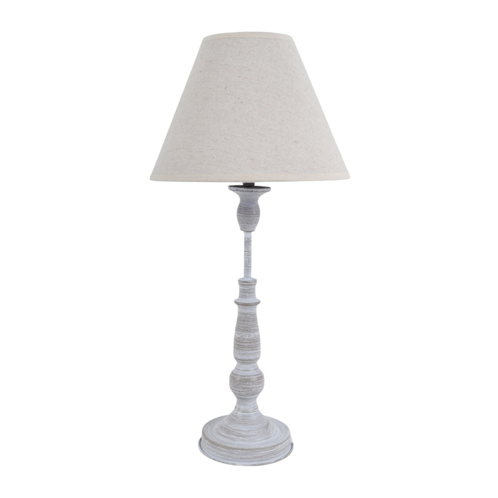 Ankor Φωτιστικό Επιτραπέζιο Γκρι Αντικέ Με Μπεζ Καπέλο 49x23cm