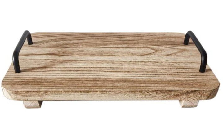 Arti Casa Δίσκος Ξύλινος Paulownia Industrial Με Μεταλλικές Λαβές 41X31cm