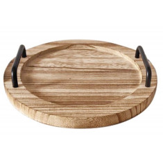 Arti Casa Δίσκος Ξύλινος Paulownia Industrial Με Μεταλλικές Λαβές 35cm