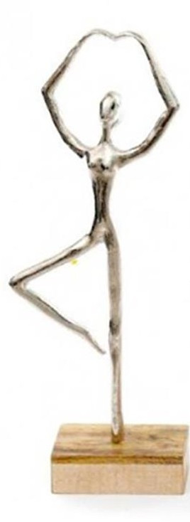 Atmosphera Διακοσμητικό Αντικείμενο Από Αλουμίνιο Και Ξύλο Mango Dancer 40cm