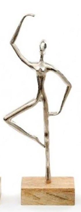 Atmosphera Διακοσμητικό Αντικείμενο Από Αλουμίνιο Και Ξύλο Mango Dancer 40cm