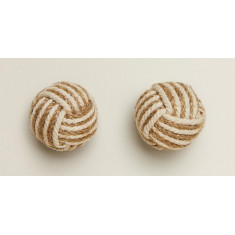 Atmosphera Πόμολα Diana Ψάθα Beige ΅White Σετ 4τμχ