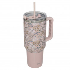 Iso Θερμός Ποτήρι Ανοξείδωτο Με Λαβή Pink Flower 1.2lt