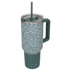 Iso Θερμός Ποτήρι Ανοξείδωτο Με Λαβή Green Flower 1.2lt