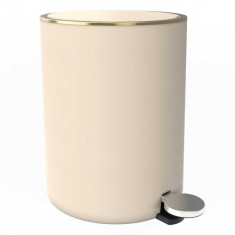 Lenox Καλαθάκι Μπάνιου Πλαστικό Στρογγυλό Beige Gold Rim 5lt