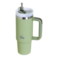 EcoLife Θερμός Ποτήρι Ανοξείδωτο Bay Leaf Με Καλαμάκι 900ml