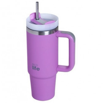 EcoLife Θερμός Ποτήρι Ανοξείδωτο iris Με Καλαμάκι 900ml