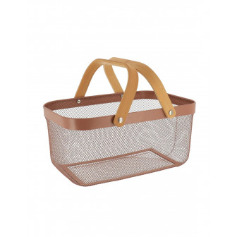 Arti Casa Καλάθι Μεταλλικό Με Bamboo Χέρι Capuccino 39x25x19,5cm
