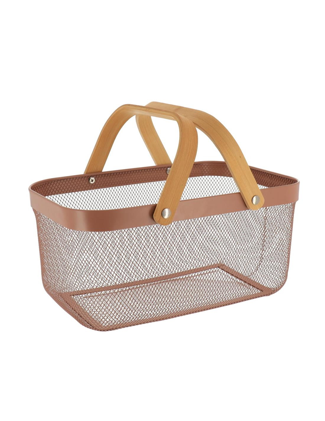 ARTI CASA Arti Casa Καλάθι Μεταλλικό Με Bamboo Χέρι Capuccino 39x25x19,5cm