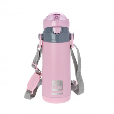 Ecolife Παγούρι Θερμός Ανοξείδωτο Με Καλαμάκι 400ml Ροζ