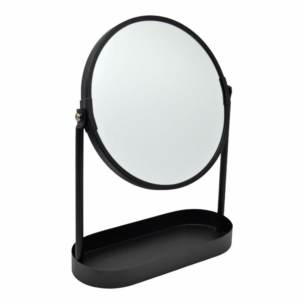 Καθρέπτης Επιτραπέζιος Μεταλλικός Με 2 Όψεις Μαύρος 28x19cm