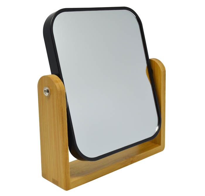 Καθρέπτης Επιτραπέζιος Μαύρος Με Bamboo Βάση 2 Όψεων 21x18cm