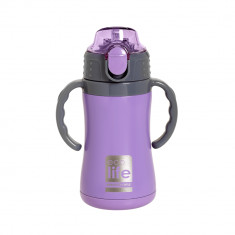 Ecolife Παγούρι Θερμός Ανοξείδωτο Με Καλαμάκι 300ml Lila