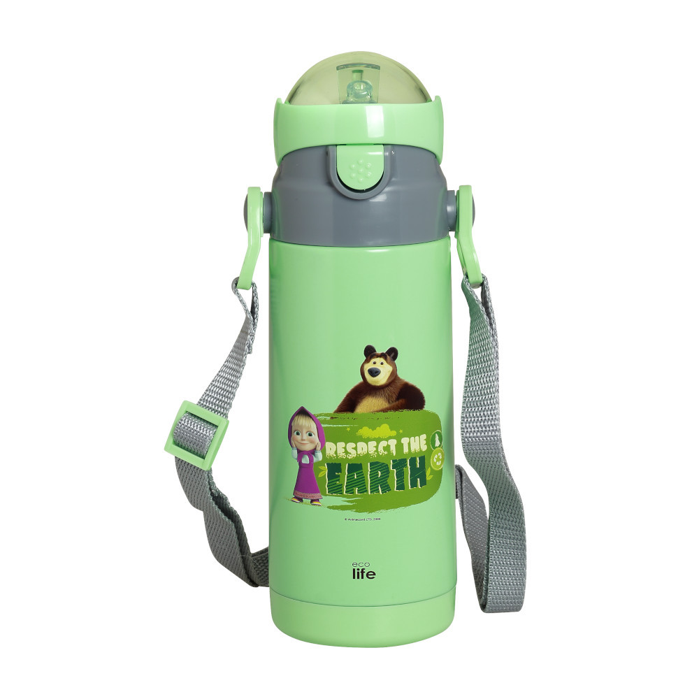 ECOLIFE Ecolife Παγούρι Θερμός Masha Respect First Ανοξείδωτο Με Καλαμάκι 400ml