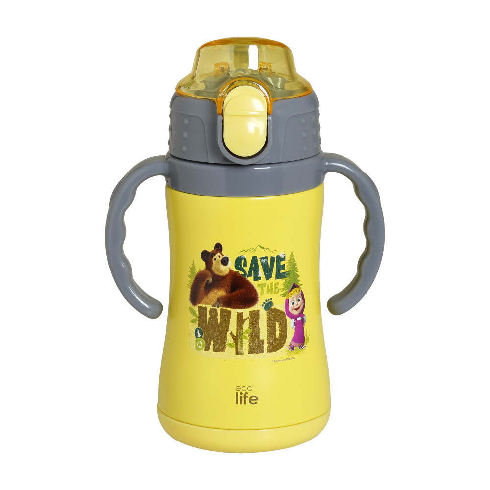ECOLIFE Ecolife Παγούρι Θερμός Masha Save The Wild Ανοξείδωτο Με Καλαμάκι 300ml