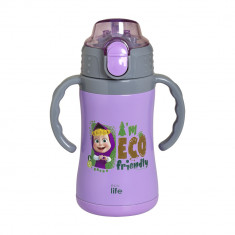 Ecolife Παγούρι Θερμός Masha Eco Frendly Ανοξείδωτο Με Καλαμάκι 300ml