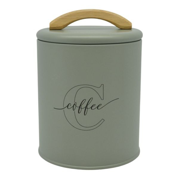 Βάζο Αποθήκευσης Μεταλλικό Olive Coffee Με Ξύλινη Λαβή 11x15cm