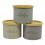 Βάζα Αποθήκευσης Μεταλλικά Σετ 3τμχ. Με Ξύλινο Καπάκι