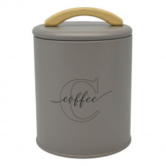 Βάζο Αποθήκευσης Μεταλλικό taupe Coffee Με Ξύλινη Λαβή 11x15cm