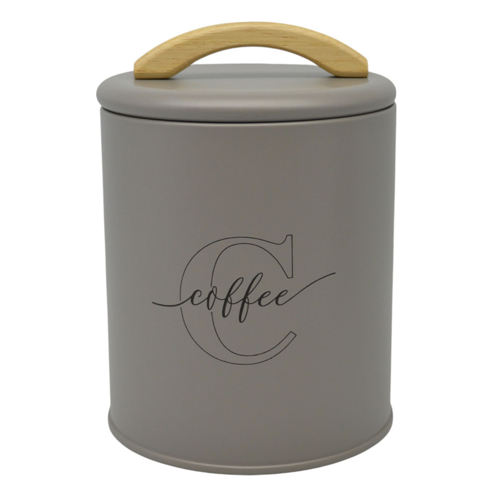 Ankor Βάζο Αποθήκευσης Μεταλλικό taupe Coffee Με Ξύλινη Λαβή 11x15cm