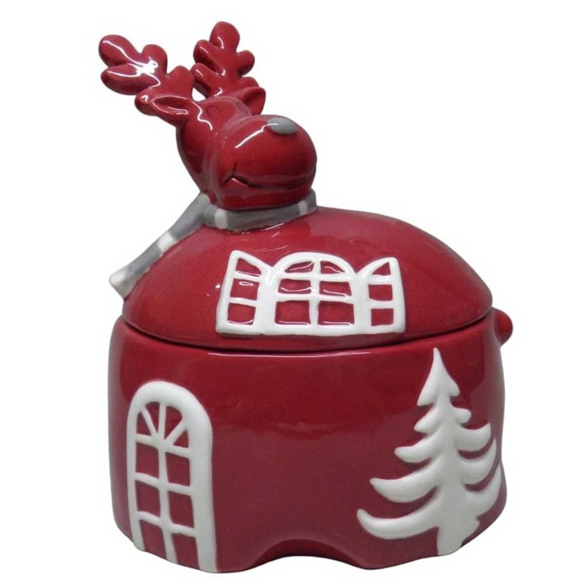 Χριστουγεννιάτικη Κεραμική Μπισκοτιέρα Deer 21.3cm