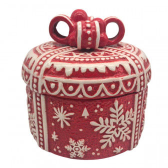 Χριστουγεννιάτικη Κεραμική Μπισκοτιέρα Snoflake Red 18cm Χριστουγεννιάτικη Κεραμική Μπισκοτιέρα Snoflake Red 18cm