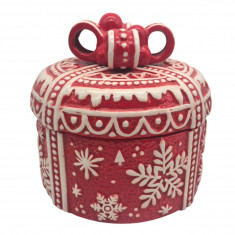 Χριστουγεννιάτικη Κεραμική Μπισκοτιέρα Snoflake Red 18cm Χριστουγεννιάτικη Κεραμική Μπισκοτιέρα Snoflake Red 18cm