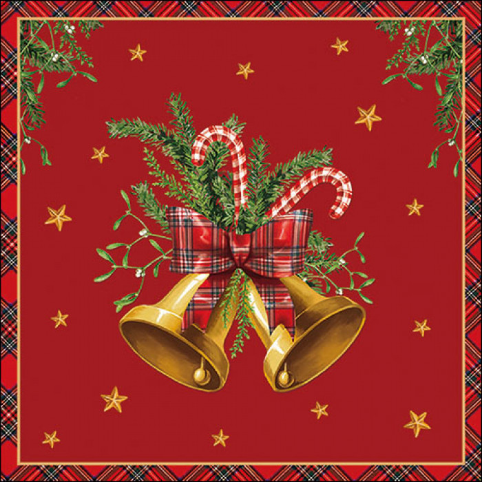 AMBIENTE Ambiente Χριστουγεννιάτικες Χαρτοπετσέτες Πολυτελείας 20Τμχ. Scottish Bells