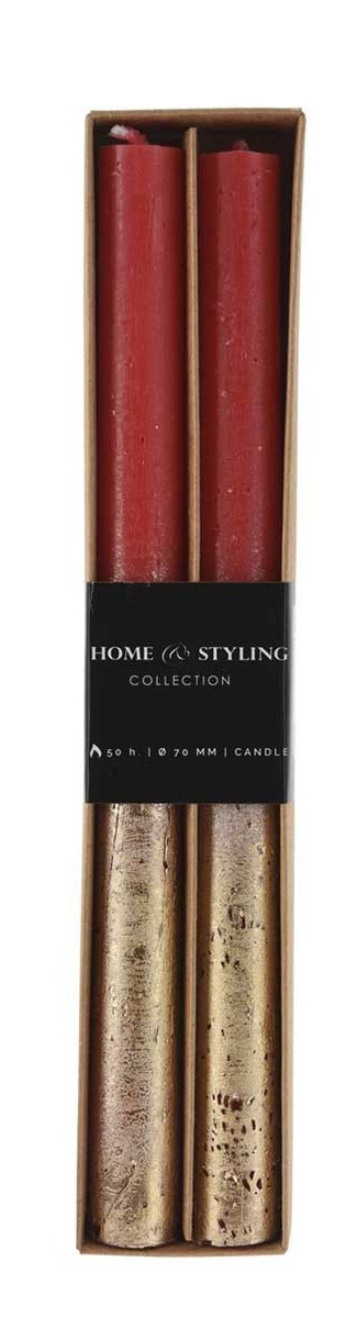 Arti Casa Διακοσμητικό Κερί Κηροπηγίου Σετ 2τμχ. Κοκκινο Χρυσό 25cm