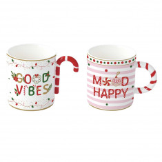 R2S Κούπες Πορσελάνης Christmas Twist Σετ 2τμχ. 350μλ