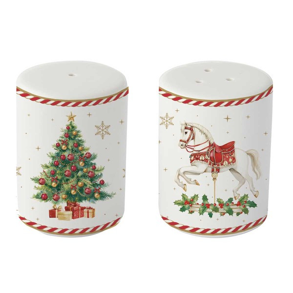 Διακοσμητικά και αξεσουαρ κουζίνας Kouzinika - ΣΗΜΑΝΤΙΚΟ: Σε περίπτωση διαφοράς τιμής από το κατάστημα ισχύει παντα και μόνο η τιμή του καταστήματος R2S Χριστουγεννιάτικο Αλατοπίπερο Πορσελάνης Σετ 2τμχ.