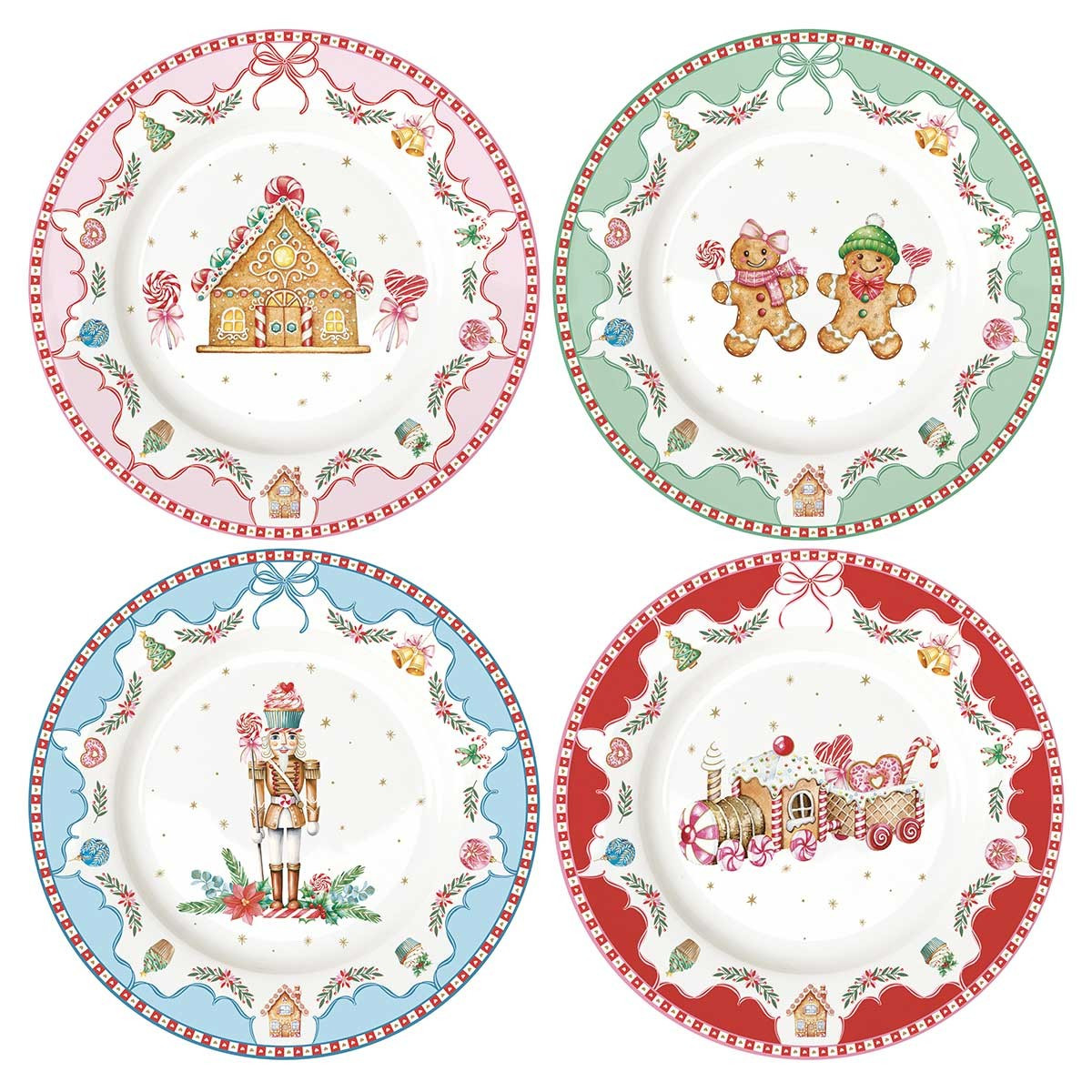 Διακοσμητικά και αξεσουαρ κουζίνας Kouzinika - ΣΗΜΑΝΤΙΚΟ: Σε περίπτωση διαφοράς τιμής από το κατάστημα ισχύει παντα και μόνο η τιμή του καταστήματος R2S Χριστουγεννιάτικα Πιάτα Πορσελάνης Σετ 4τμχ Sweet C