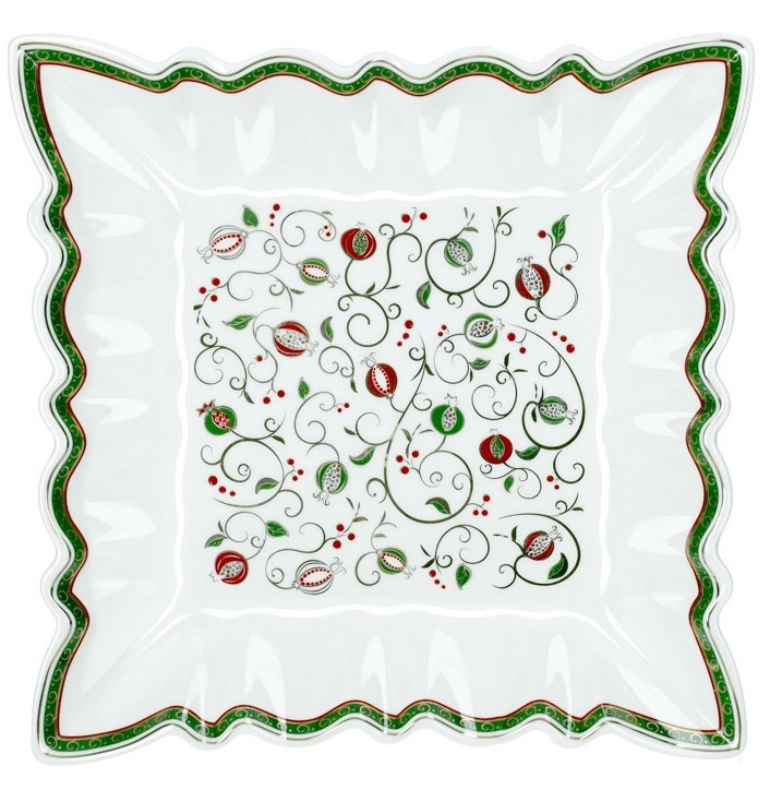 Διακοσμητικά και αξεσουαρ κουζίνας Kouzinika - ΣΗΜΑΝΤΙΚΟ: Σε περίπτωση διαφοράς τιμής από το κατάστημα ισχύει παντα και μόνο η τιμή του καταστήματος Χριστουγεννιάτικη Πιατέλα Πορσελάνης ΤετράγωνηTempo Di