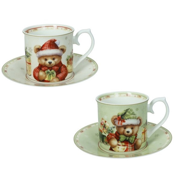 BRANDANI Brandani Χριστουγεννιάτικα Φλυτζάνια Τσαγιού Σετ 2τμχ. Πορσελάνης Coccole 200ml