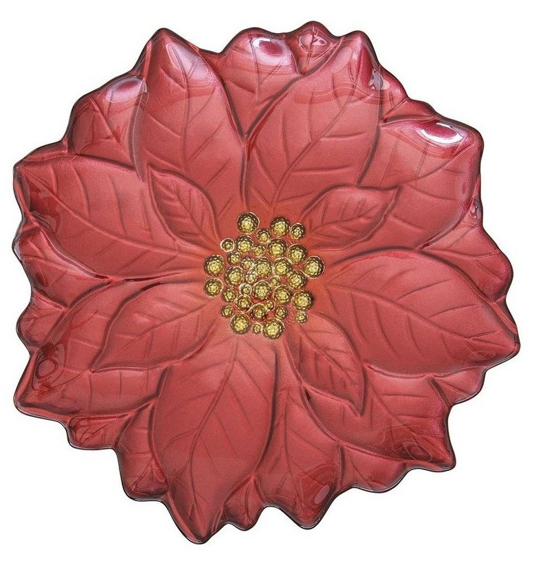 Διακοσμητικά και αξεσουαρ κουζίνας Kouzinika - ΣΗΜΑΝΤΙΚΟ: Σε περίπτωση διαφοράς τιμής από το κατάστημα ισχύει παντα και μόνο η τιμή του καταστήματος R2S Χριστουγεννιάτικη Γυάλινη Poinsetita Red 31cm