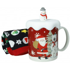 Brandani Χριστουγεννιάτικη Κούπα Πορσελάνης Snowman Και Κάλτσες