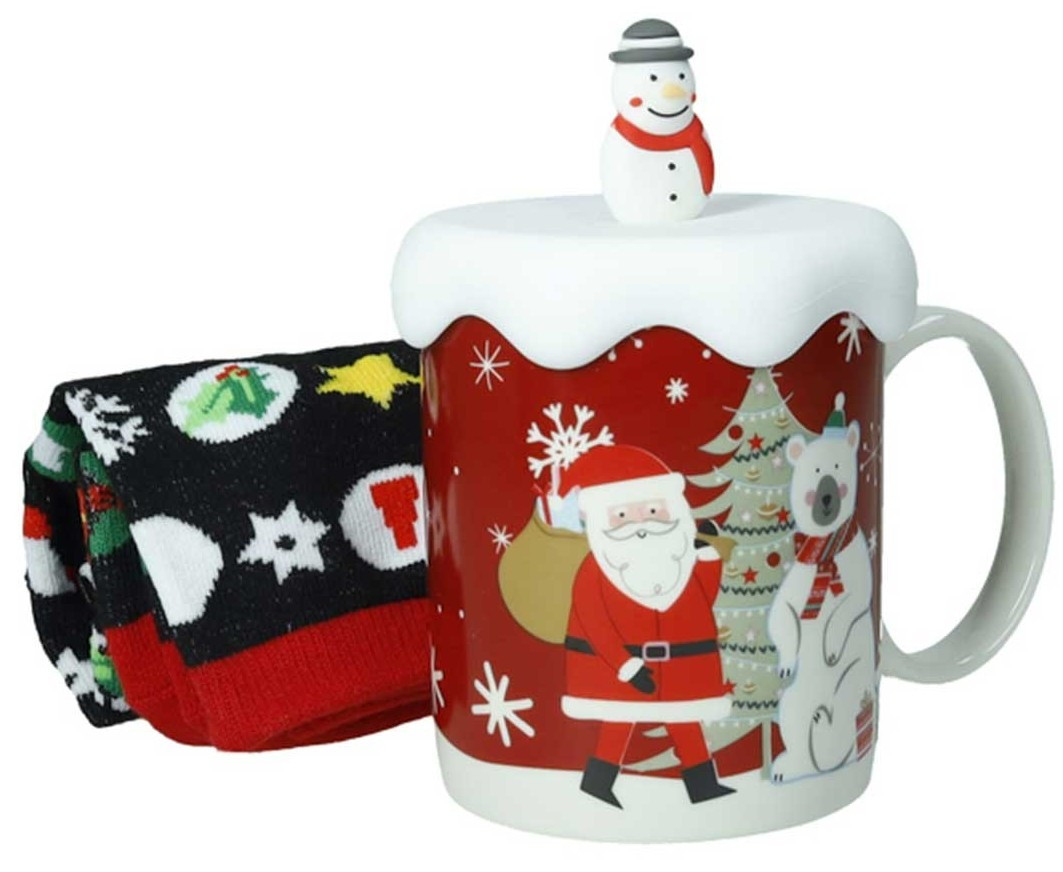 BRANDANI Brandani Χριστουγεννιάτικη Κούπα Πορσελάνης Snowman Και Κάλτσες