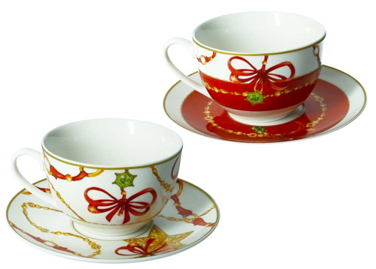 BRANDANI Brandani Χριστουγεννιάτικα Φλυτζάνια Τσαγιού Σετ 2τμχ. Πορσελάνης Gioco Di Luci 200ml