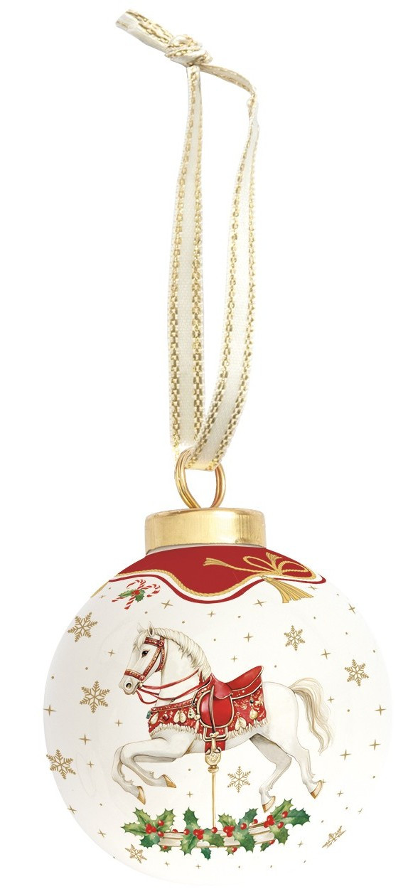 R2S Χριστουγεννιάτικη Μπάλα Πορσελάνης Carousel 7cm
