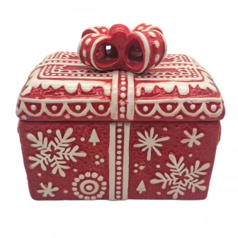 Χριστουγεννιάτικη Κεραμική Μπισκοτιέρα Snoflake Red 18cm Χριστουγεννιάτικη Κεραμική Μπισκοτιέρα Snoflake Red 18cm