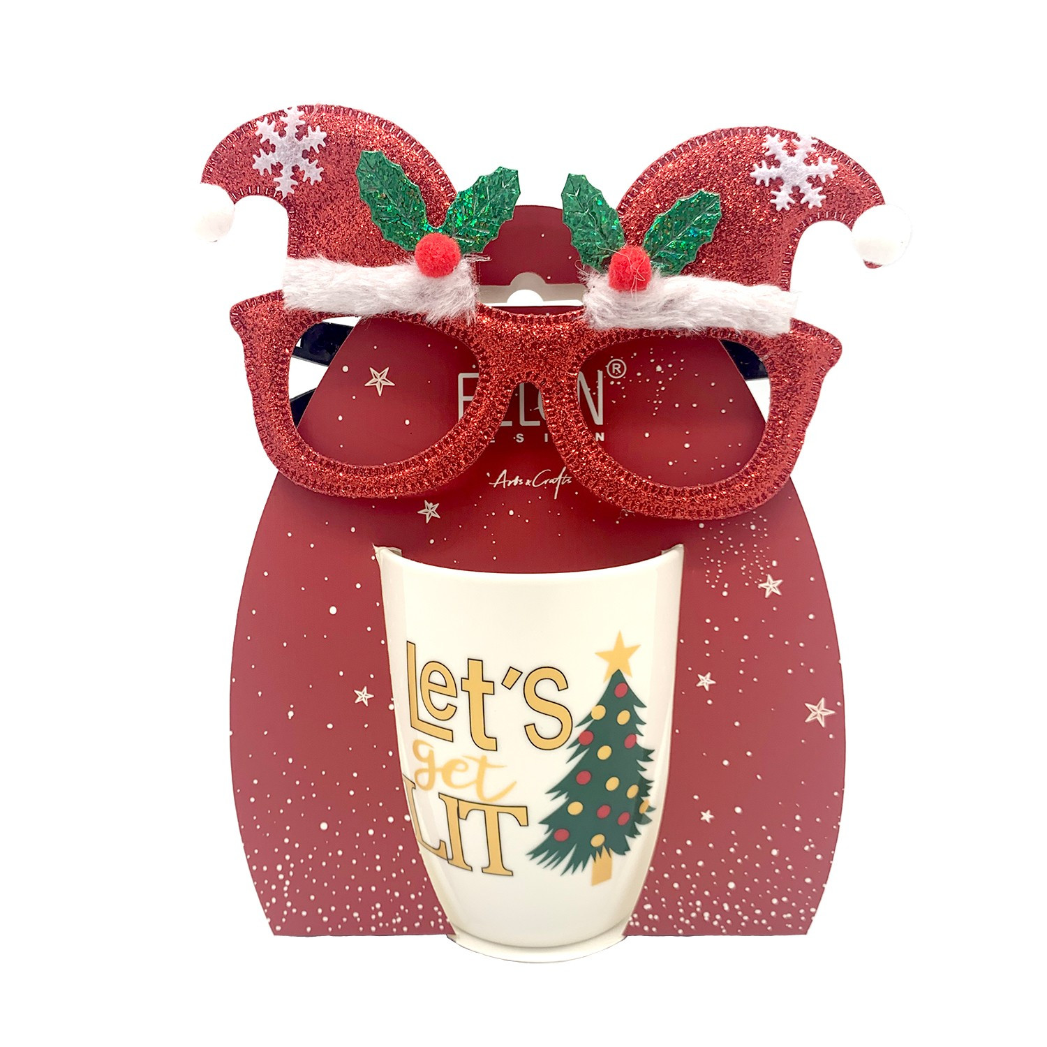 MARVA HOME Χριστουγεννιάτικη Κούπα Πορσελάνης Notes Με Γυαλιά 350ml