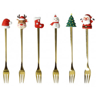 Brandani Πιρουνάκια Γλυκού Σετ 6τμχ Dolce Christmas Gold Με Σιλικόνη Brandani Πιρουνάκια Γλυκού Σετ 6τμχ Dolce Christmas Gold Με Σιλικόνη