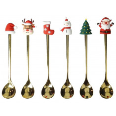 Brandani Κουταλάκια Γλυκού Σετ 6τμχ Dolce Christmas Gold Με Σιλικόνη