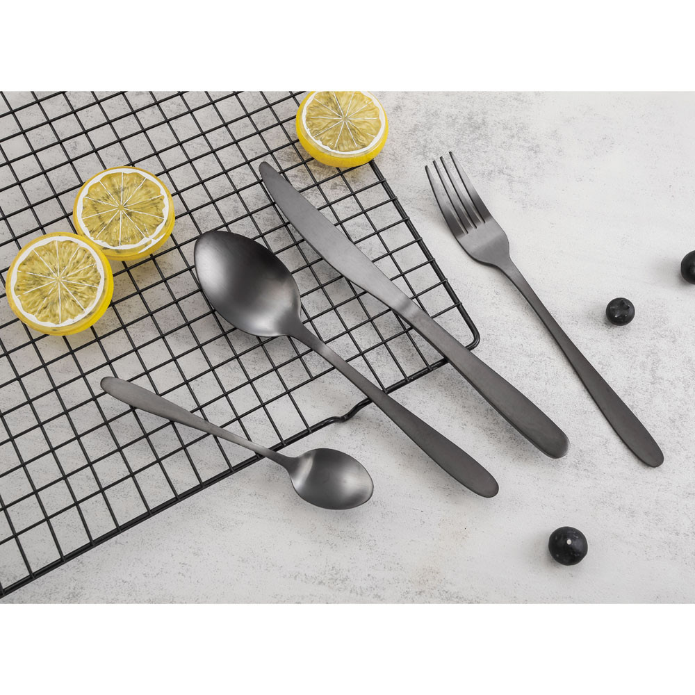 Μαχαιροπίρουνα Ανοξείδωτα Μαύρο Ματ Σετ 16Τμχ.