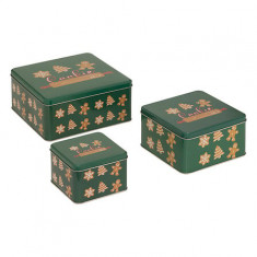 Atmosphera Χριστουγεννιάτικα Μεταλλικά Κουτιά Σετ 3τμχ. Τετράγωνα Green Atmosphera Χριστουγεννιάτικα Μεταλλικά Κουτιά Σετ 3τμχ. Τετράγωνα Green