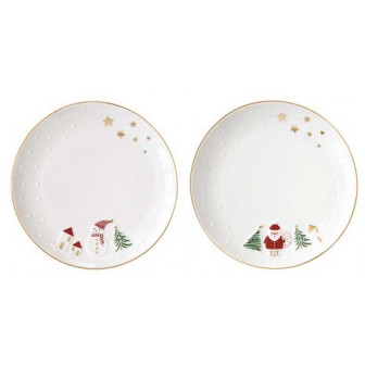 R2S Χριστουγεννιάτικα Πιάτα  Let It Snow  Santa Σετ 2τμχ. 16cm R2S Χριστουγεννιάτικα Πιάτα  Let It Snow  Santa Σετ 2τμχ. 16cm