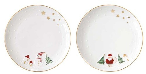 R2S Χριστουγεννιάτικα Πιάτα Let It Snow Santa Σετ 2τμχ.