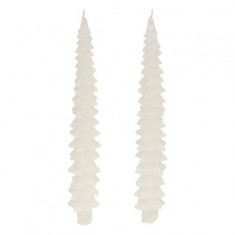 Atmosphera Χριστουγεννιάτικα Κεριά Σετ 2τμχ Λευκό Δέντρο 25cm